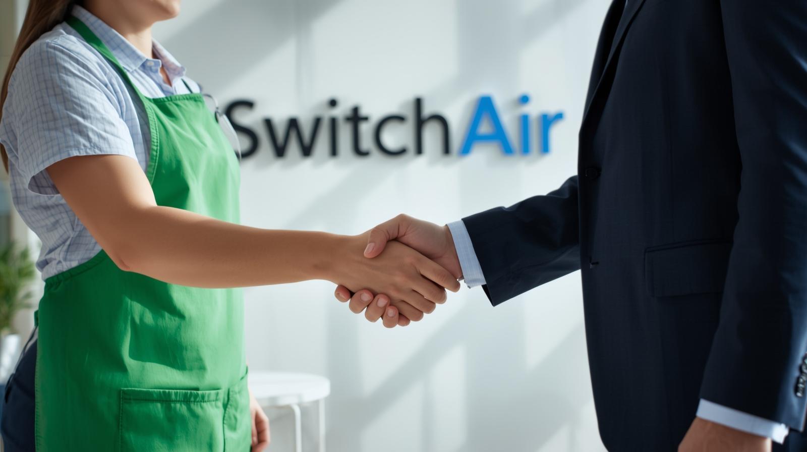Poignée de main entre Switch Air et un client professionnel à Genève